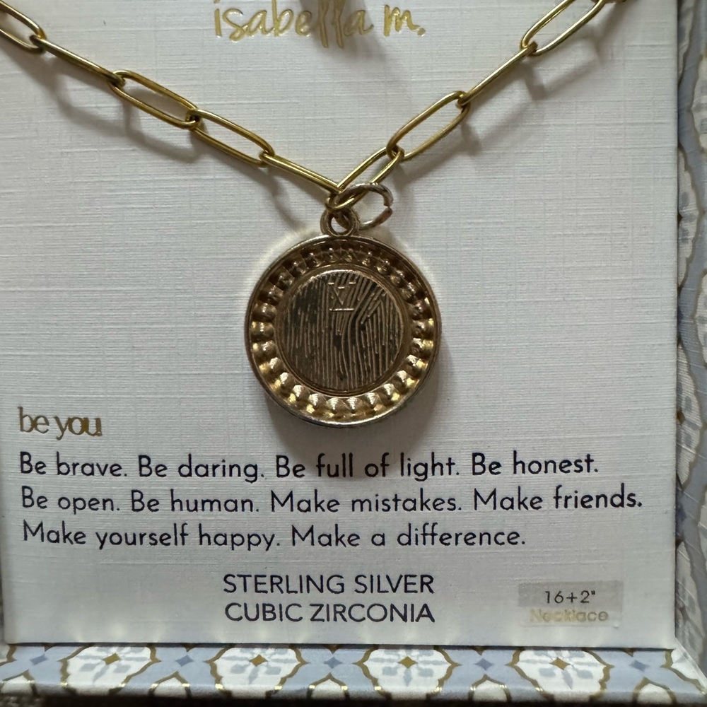 Louis Vuitton Goldtone Pendant with CZs & Stainless Steel Necklace in box - Picture 3 of 7